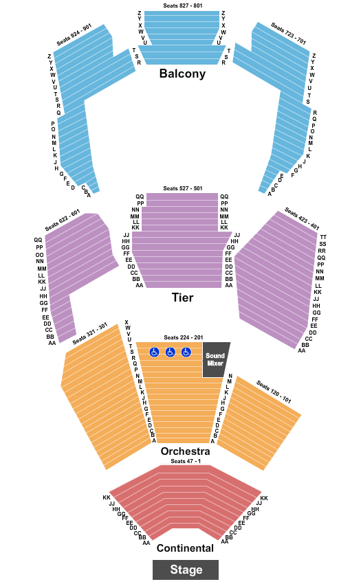 Concert Hall TINA Seating Chart